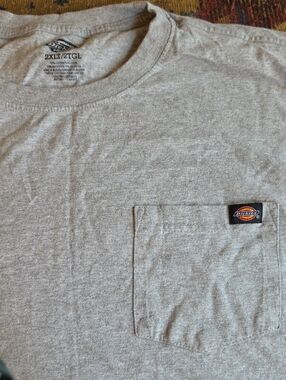 Dickies Men's 2xLT Light Gray Pocket Tee with Logo Patch